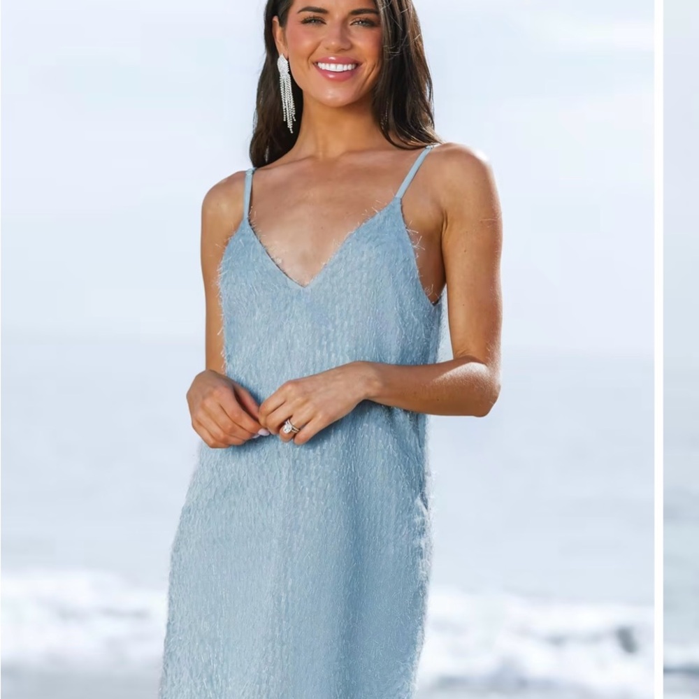 Elegant Light Blue Textured Dress
